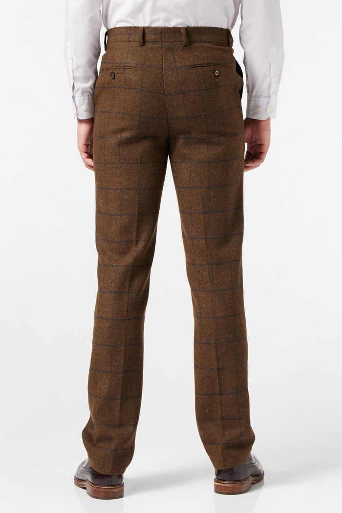 Tan Tweed Check Suit Trouser - X6680-1