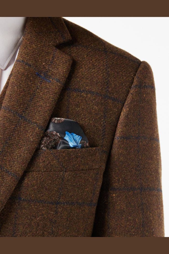 TAN TWEED NAVY CHECK JACKET