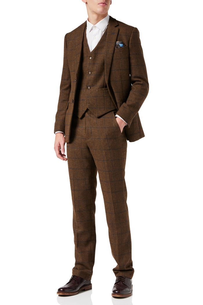 TAN TWEED NAVY CHECK JACKET