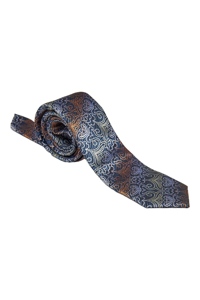 TEAL BLUE FLORAL PAISLEY NECK TIE SET