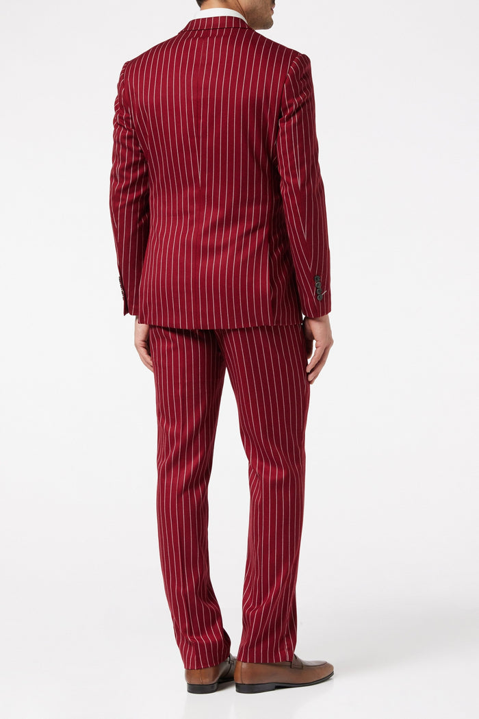 TERRY - Double Breasted Pinstripe Maroon Suit
