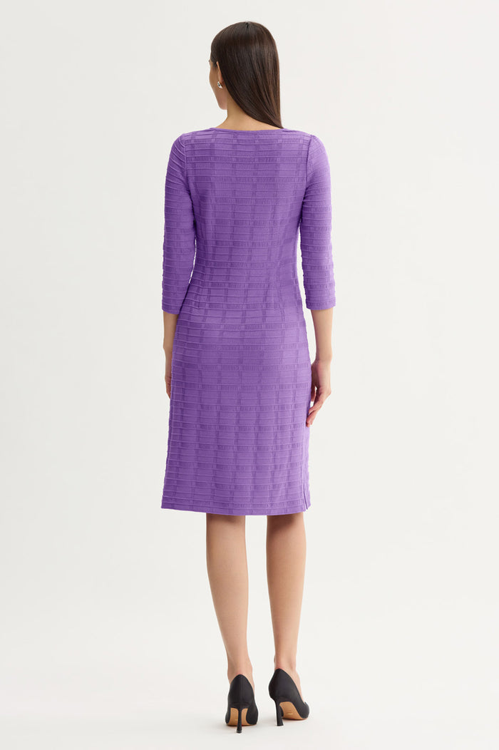 Textured Soft Knit Sheath Dress, Sunset Purple | Ming Wang