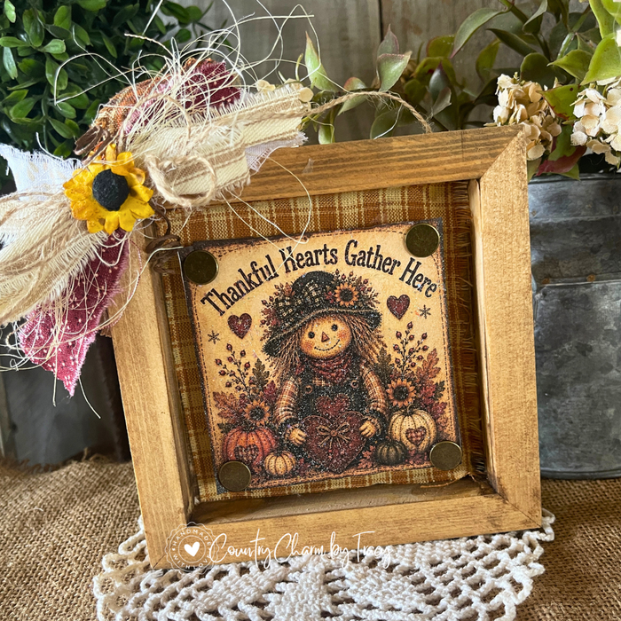 Thankful Hearts Gather Here - 5x5 Shadow Box Decor