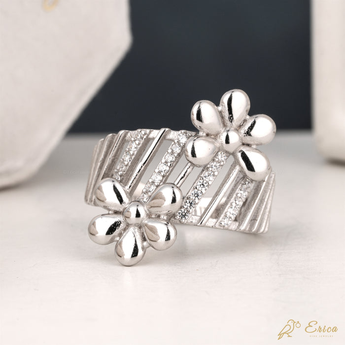 The Blossom - Double Flower Lab Grown Diamond Open Band Ring