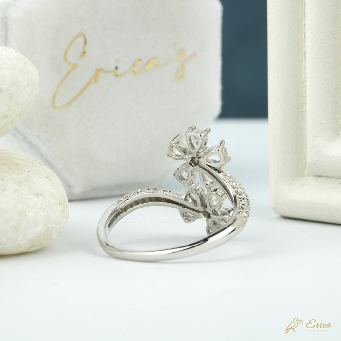 The Dahlia - Pear Double Cluster Lab Grown Diamond Bypass Ring