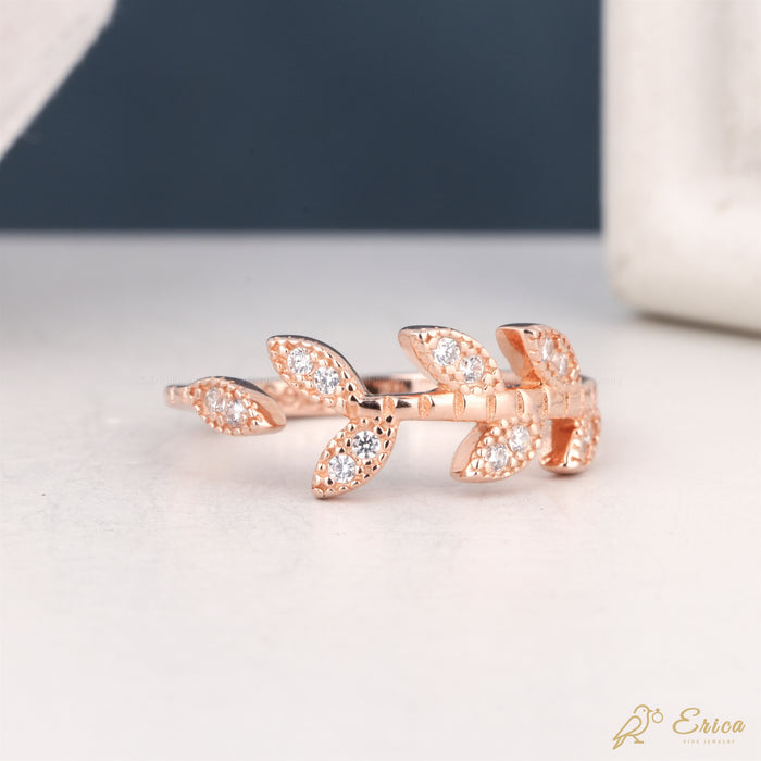 The Daphne - Vine Lab Grown Diamond Bypass Marquise Leaf Ring