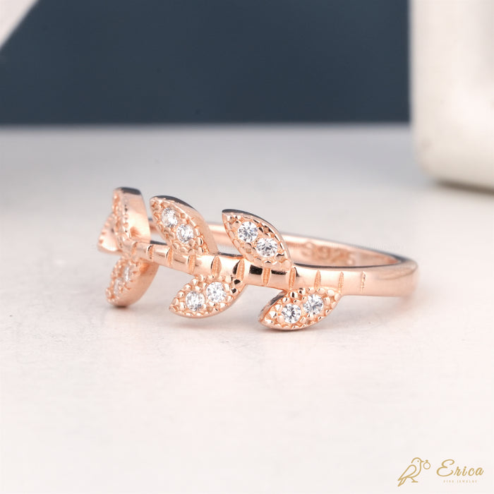 The Daphne - Vine Lab Grown Diamond Bypass Marquise Leaf Ring