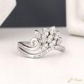 The Elysian - Marquise Illusion Leaf Lab Grown Diamond Cluster & Wave Ring