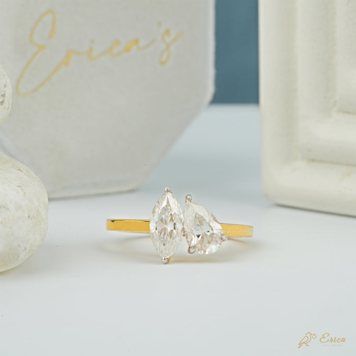 The Embrace - Marquise & Pear Lab Grown Diamond Toi et Moi Ring