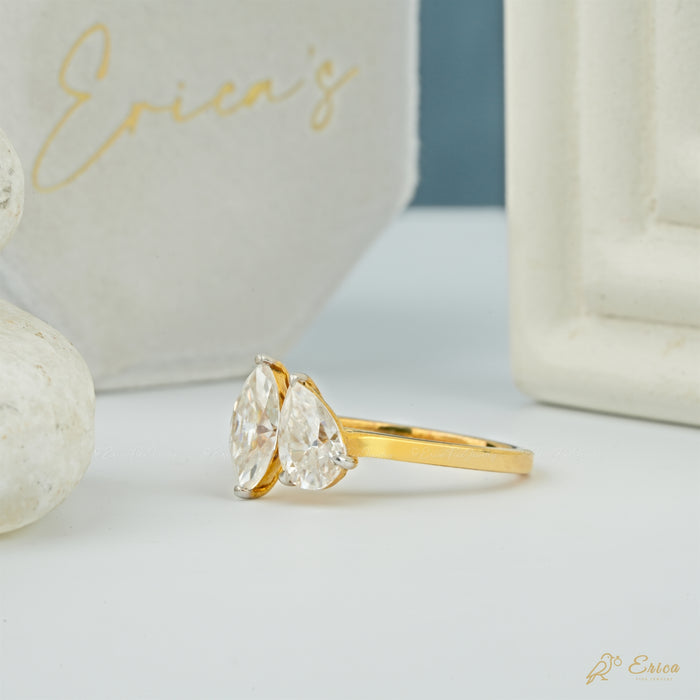 The Embrace - Marquise & Pear Lab Grown Diamond Toi et Moi Ring