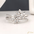 The Evangeline - Marquise Leaf Lab Grown Diamond Cluster Double Ring