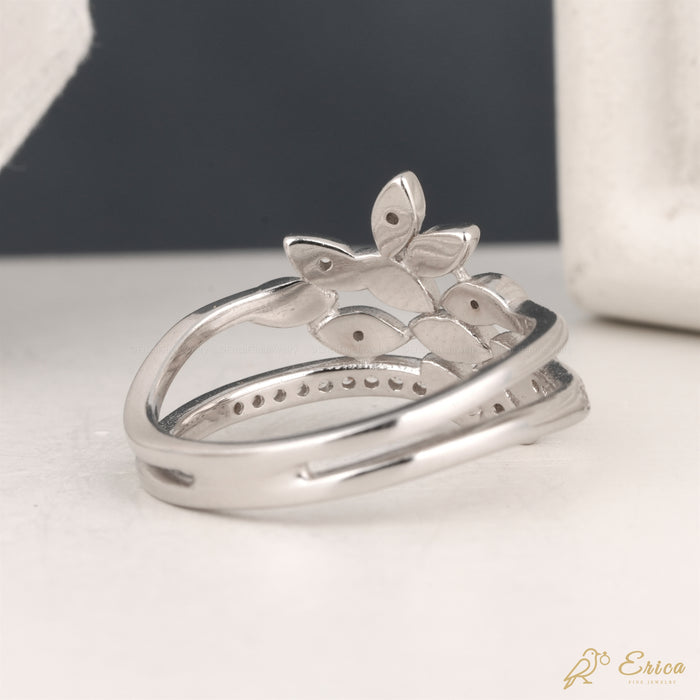 The Evangeline - Marquise Leaf Lab Grown Diamond Cluster Double Ring