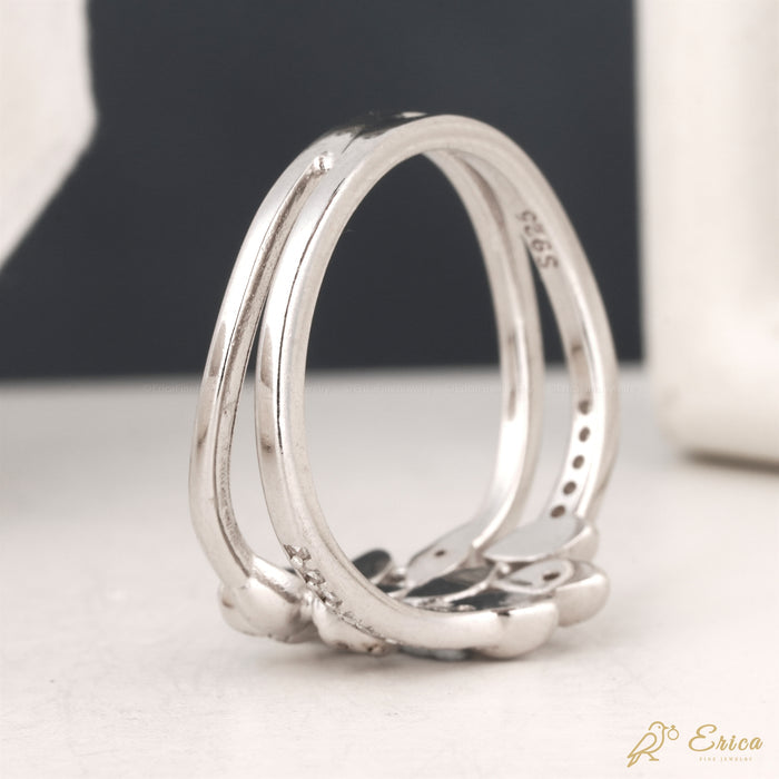 The Evangeline - Marquise Leaf Lab Grown Diamond Cluster Double Ring