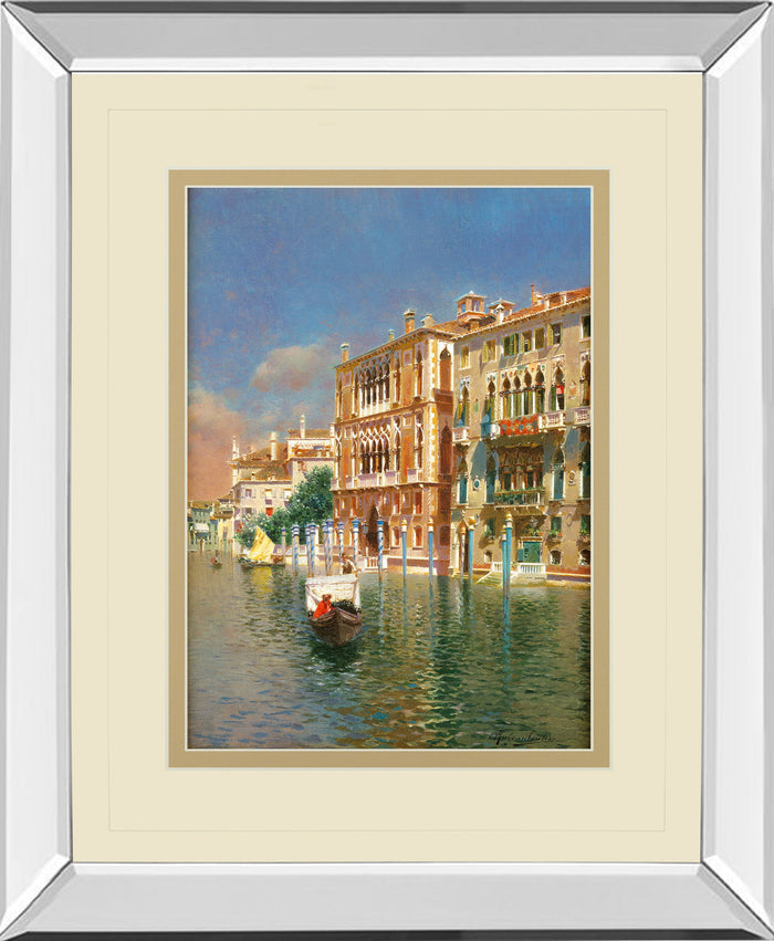 The Grand Canal, Venice By Rubens Santora - Mirror Framed Print Wall Art - Beige
