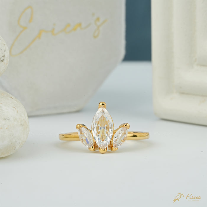 The Lotus - Marquise Lab Grown Diamond Three Stone Ring
