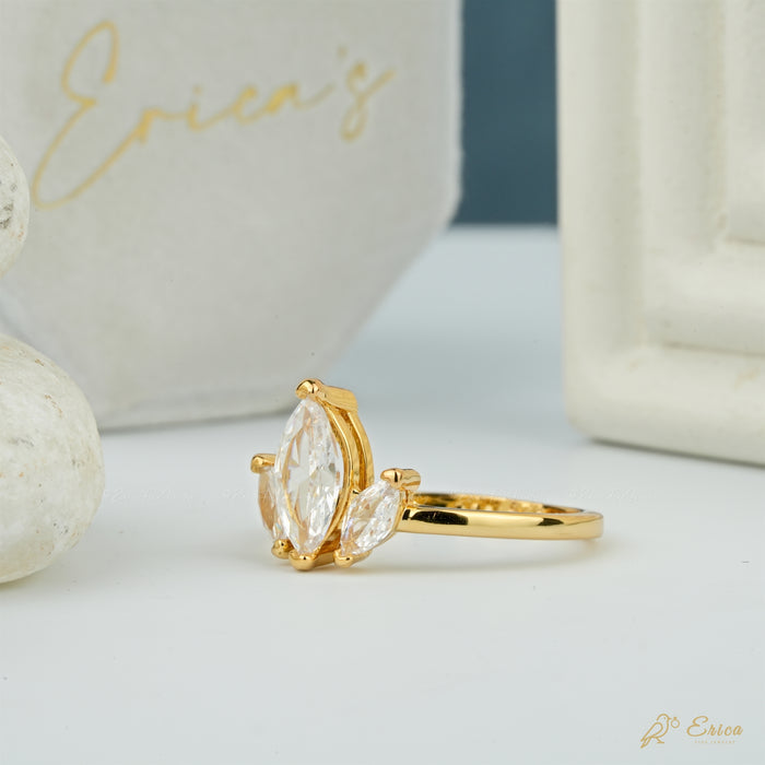 The Lotus - Marquise Lab Grown Diamond Three Stone Ring
