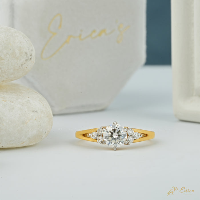 The Luna - Round Lab Grown Diamond Pavé Solitaire Ring