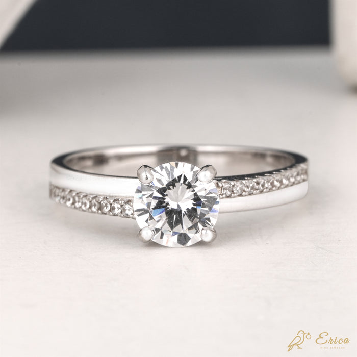 The Moorgate - Round Solitaire Pavé Lab Grown Diamond Hidden Halo Engagement Ring