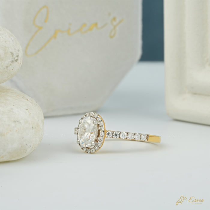 The Neutral - Oval Halo Lab Grown Diamond Pavé Ring