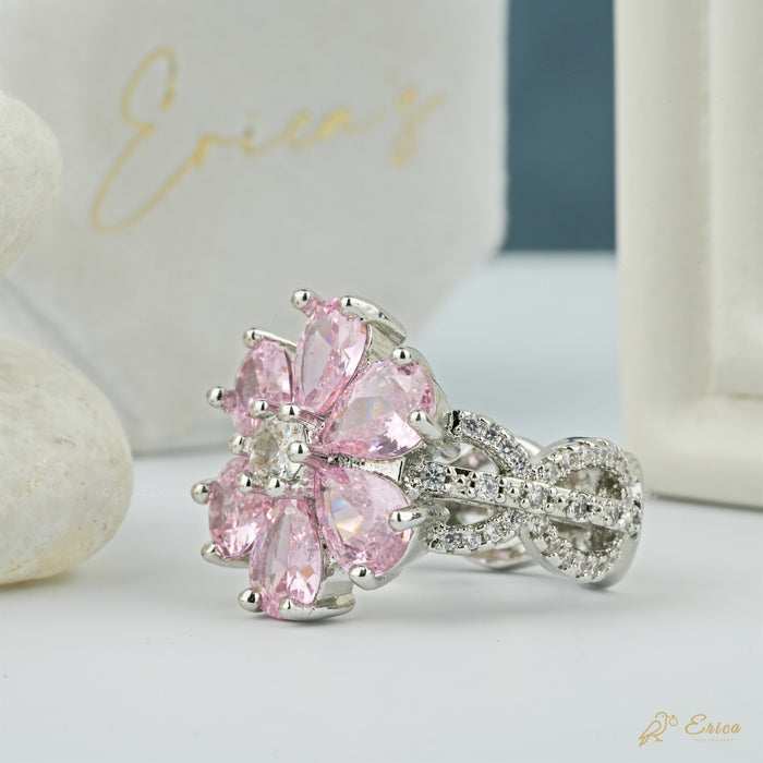 The Peony - Pink Pear Floral Lab Grown Diamond Cluster Ring