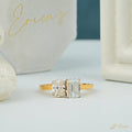 The Rendezvous - Oval & Emerald Lab Grown Diamond Toi et Moi Ring