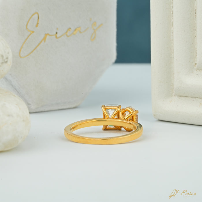 The Rendezvous - Oval & Emerald Lab Grown Diamond Toi et Moi Ring