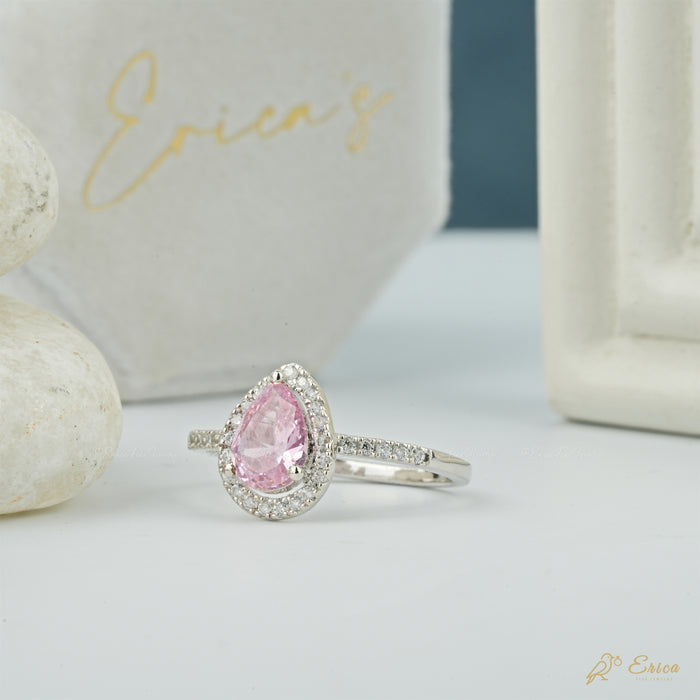 The Rosé - Pink Pear Lab Grown Diamond Halo Ring
