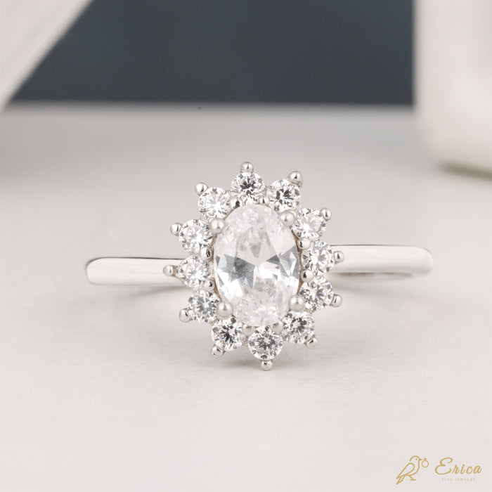 The Seraphina - Oval Vintage Starburst Lab Grown Diamond Halo Ring