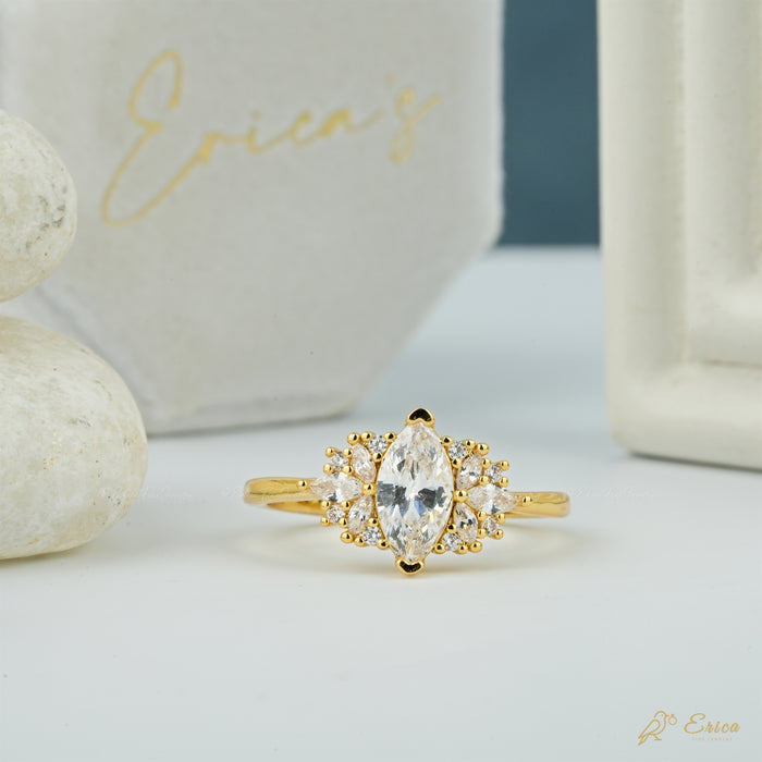 The Stellar - Marquise Starburst Lab Grown Diamond Cluster Ring