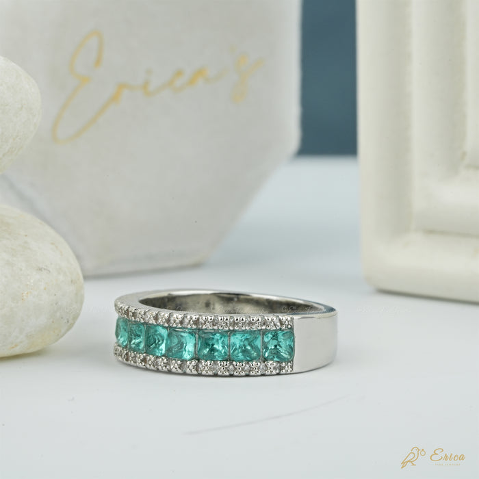 The Teal - Princess Lab Grown Diamond Channel Band