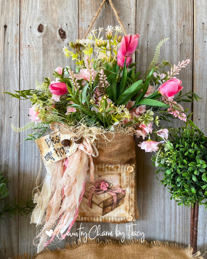 Tulips in Bloom Rustic Farmhouse Wall Hanging