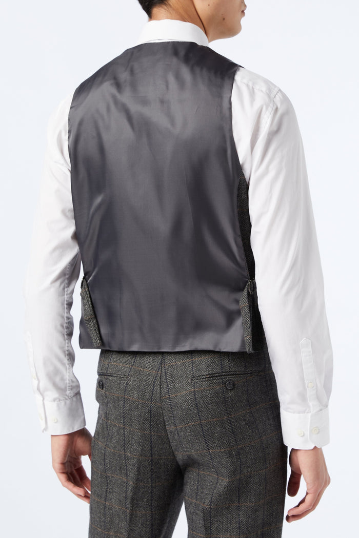 TWEED CHECK HERRINGBONE GREY JACKET