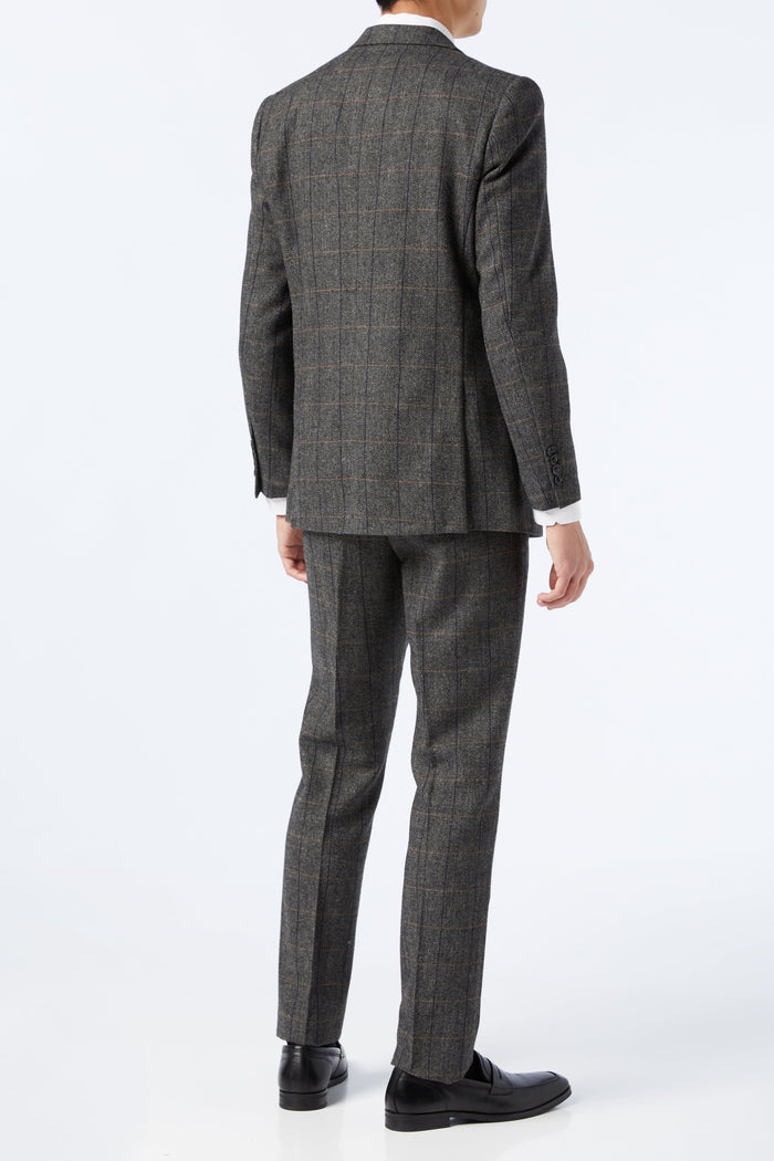 TWEED CHECK HERRINGBONE GREY JACKET