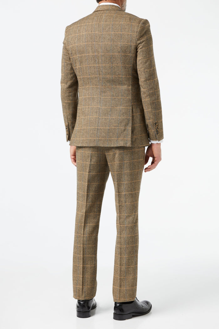 TWEED CHECK HERRINGBONE TAN JACKET