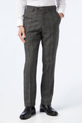 TWEED HERRINGBONE CHECK TROUSERS IN GREY