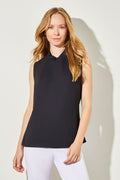 Twist-Neck Crepe de Chine Blouse, Black | Ming Wang