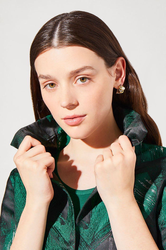 Two-Tone Pearl Center Knot Clip Earrings | Ming Wang