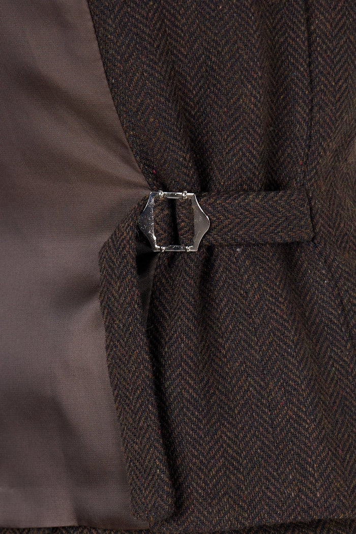 TYLER - HERRINGBONE TWEED DOUBLE BREASTED BROWN WAISTCOAT