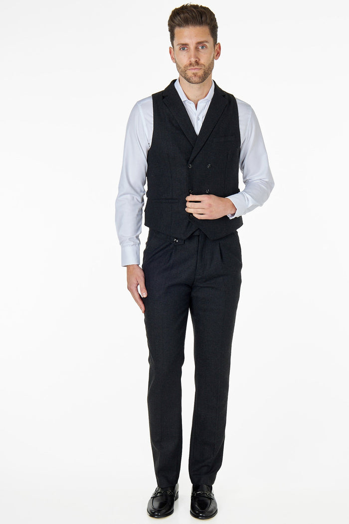 TYLER - HERRINGBONE TWEED DOUBLE BREASTED WAISTCOAT