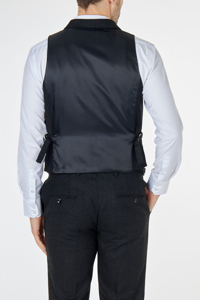 TYLER - HERRINGBONE TWEED DOUBLE BREASTED WAISTCOAT