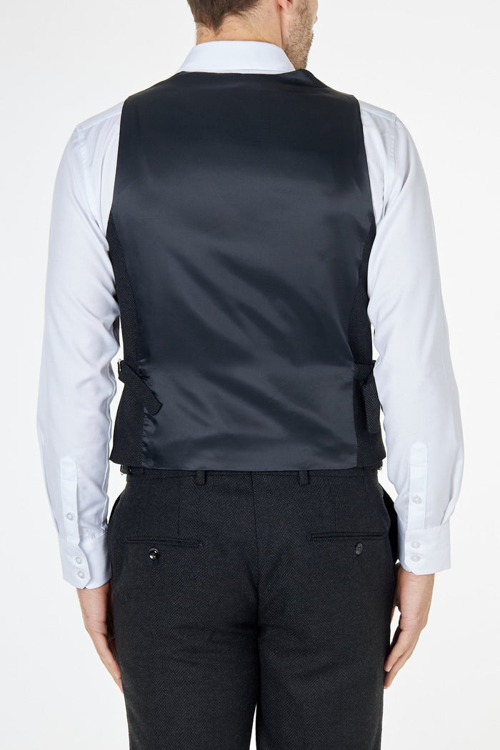 Tyler - Tweed Double Breasted Dark Grey waistcoat