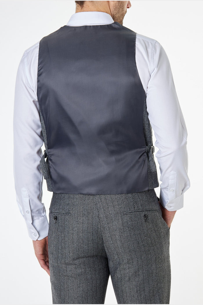 TYLER - TWEED HERRINGBONE GREY WAISTCOAT