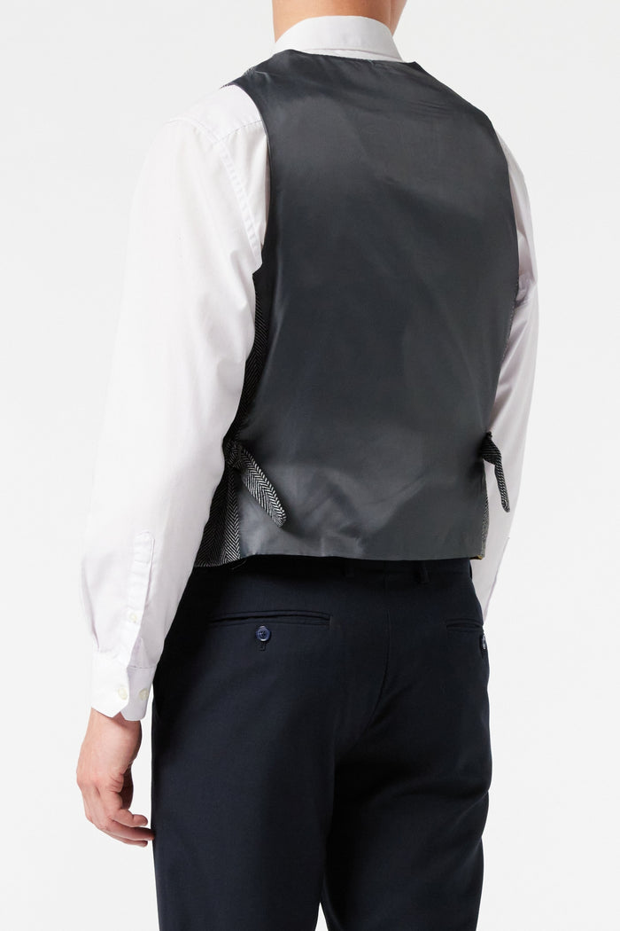 TYLER HERRINGBONE TWEED GREY WAISTCOAT