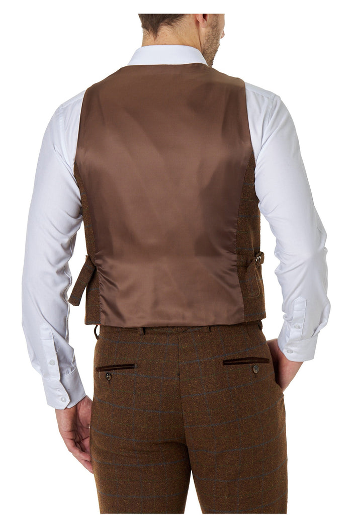 Vitori - Brown Tweed Check Waistcoat