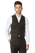 Vitori Tweed Collar Green Waistcoat