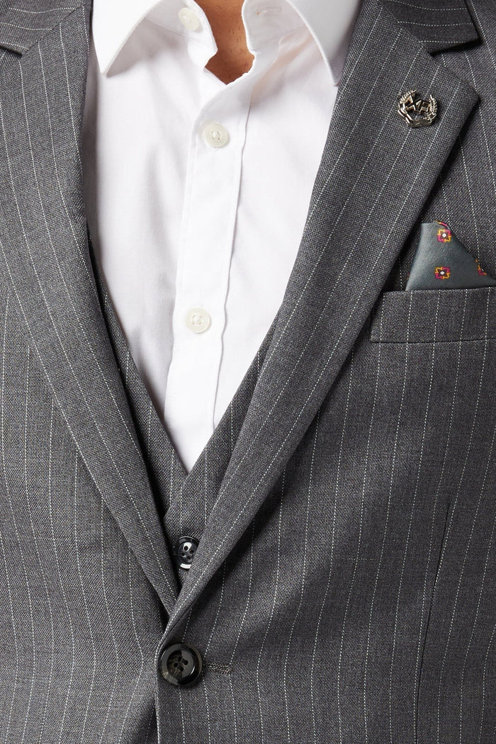 WHITE PIN STRIPE GREY JACKET