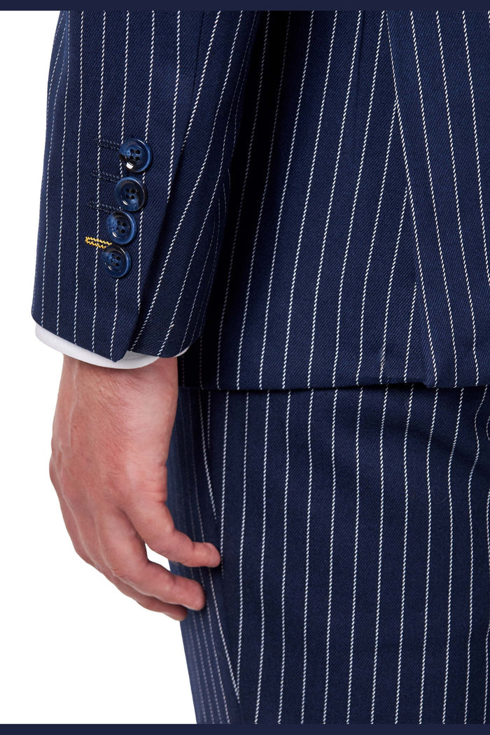WHITE PIN STRIPE NAVY JACKET
