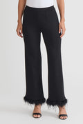 Wide-Leg Soft Knit Feather Pants, Black/White | Ming Wang