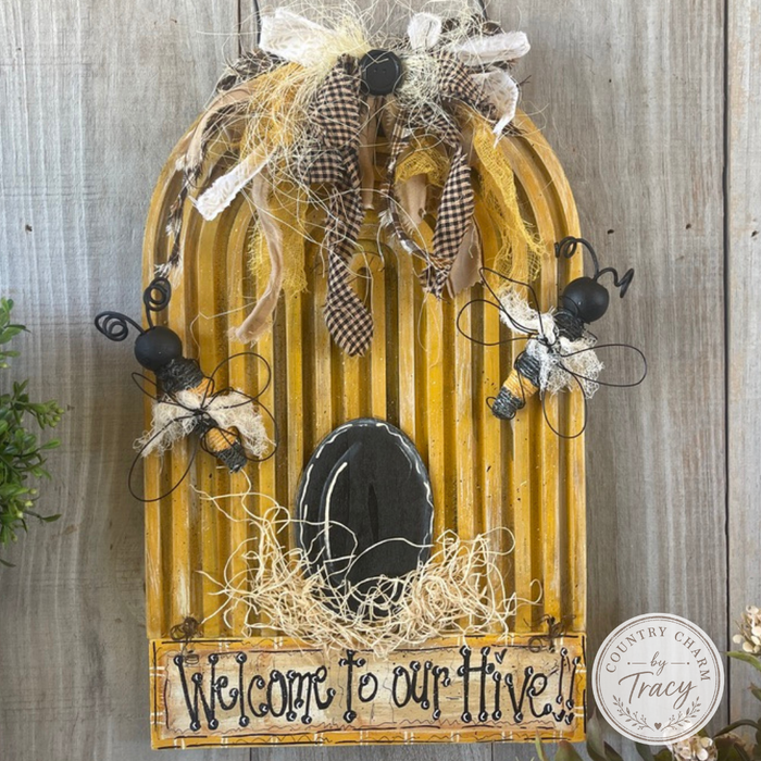 Wood Hand-Painted Honey Hive Door Hanger