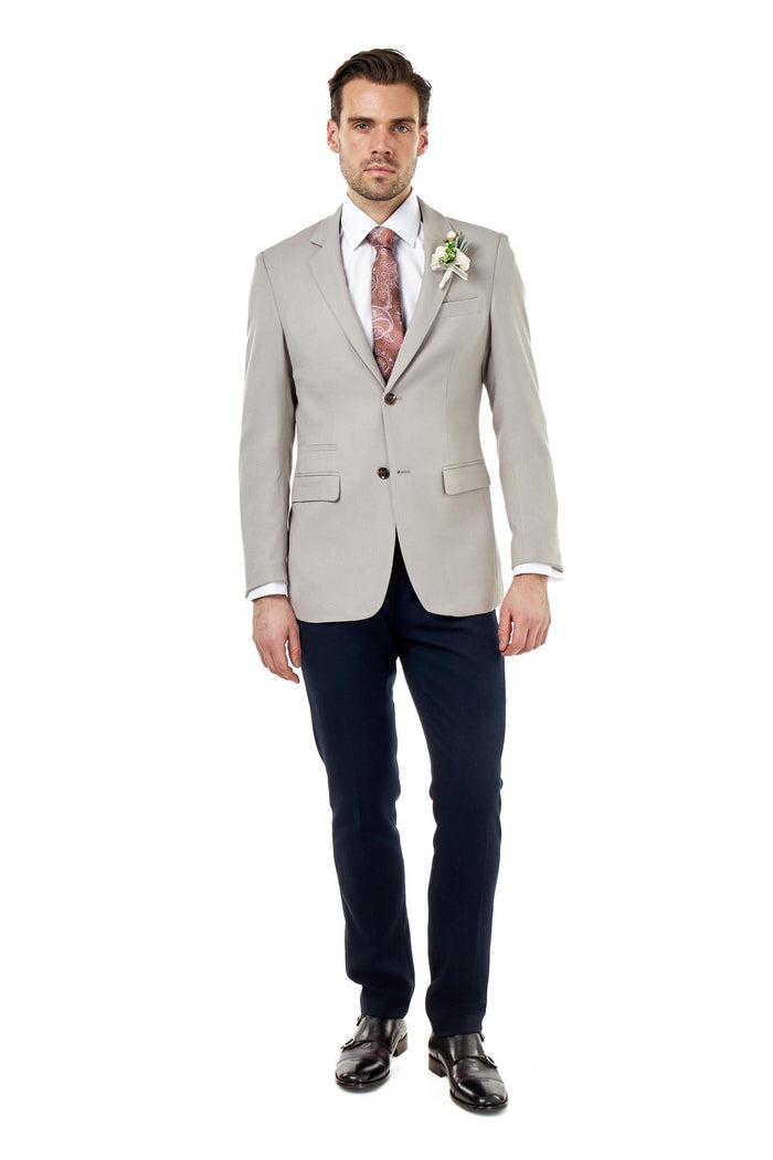 ZAK - 3 PIECE WEDDING SUIT NAVY TAUPE HONEYCOMB